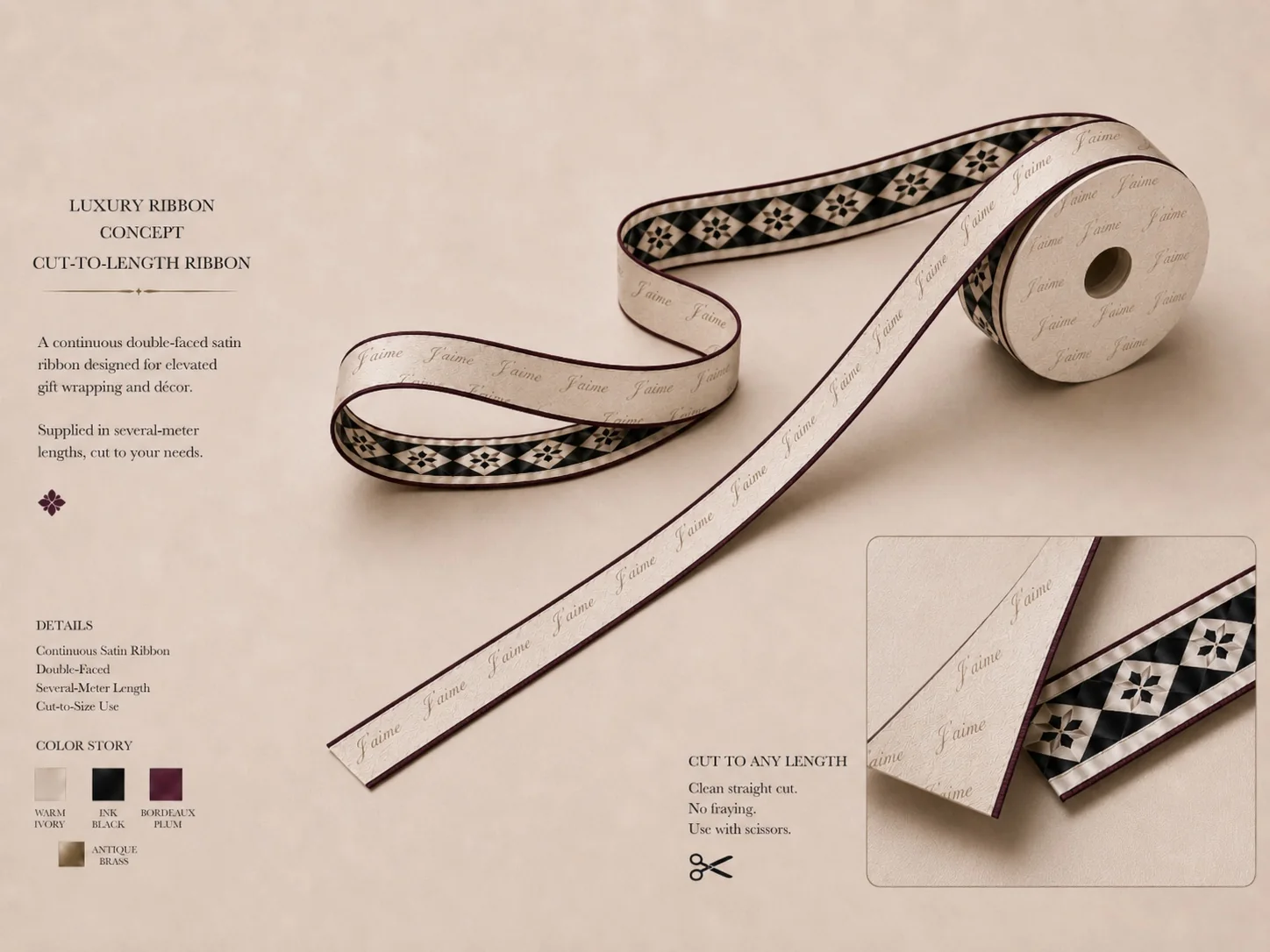 Double-faced J’aime ribbon concept