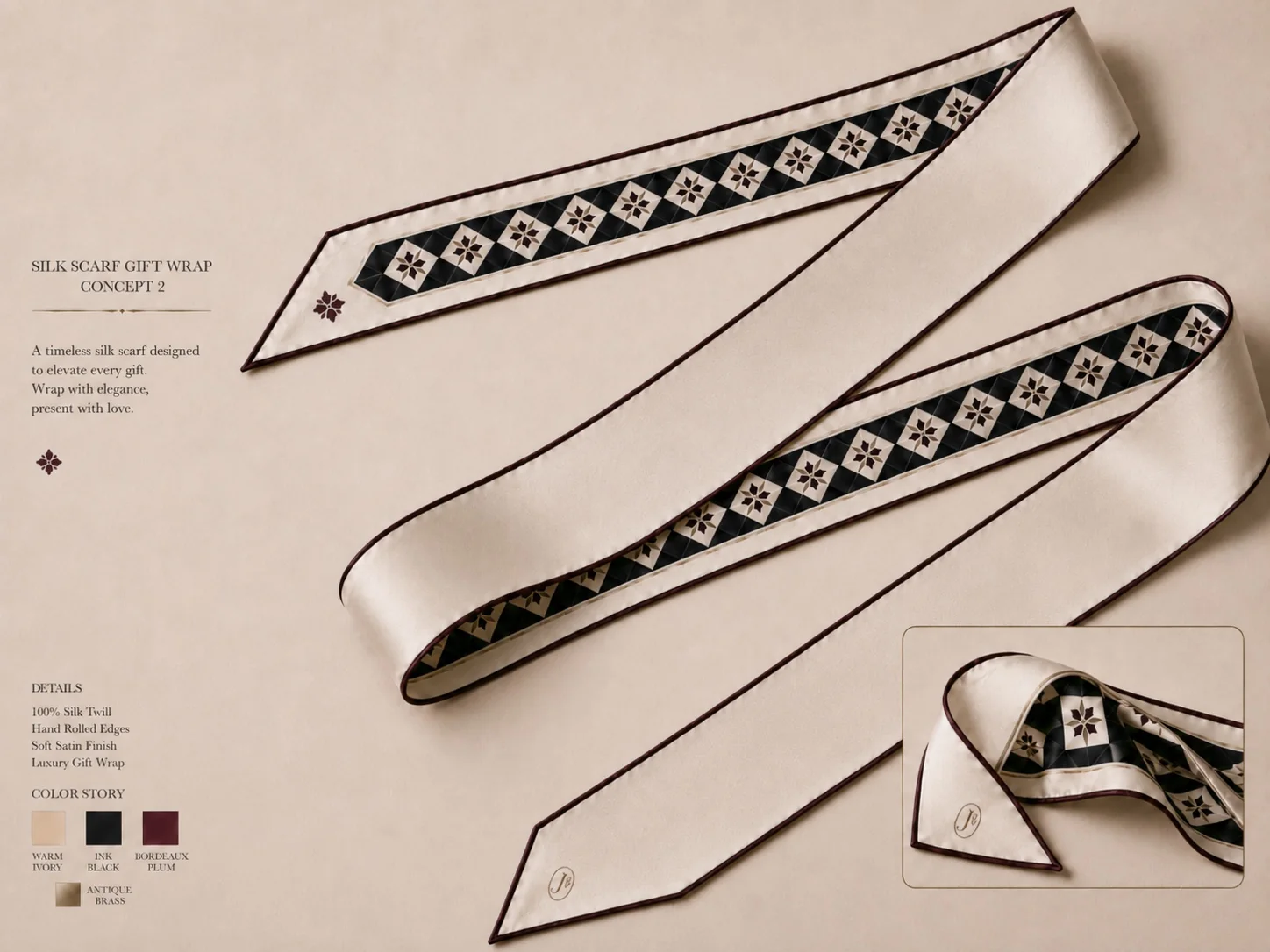 J’aime silk scarf gift wrap concept